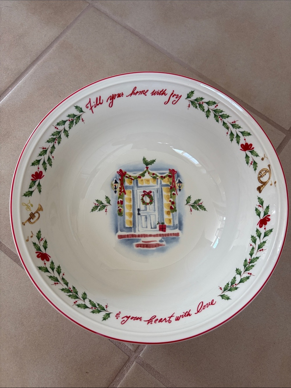 Lenox Holiday Bowl, 10 inches. Fill your home with joy. New